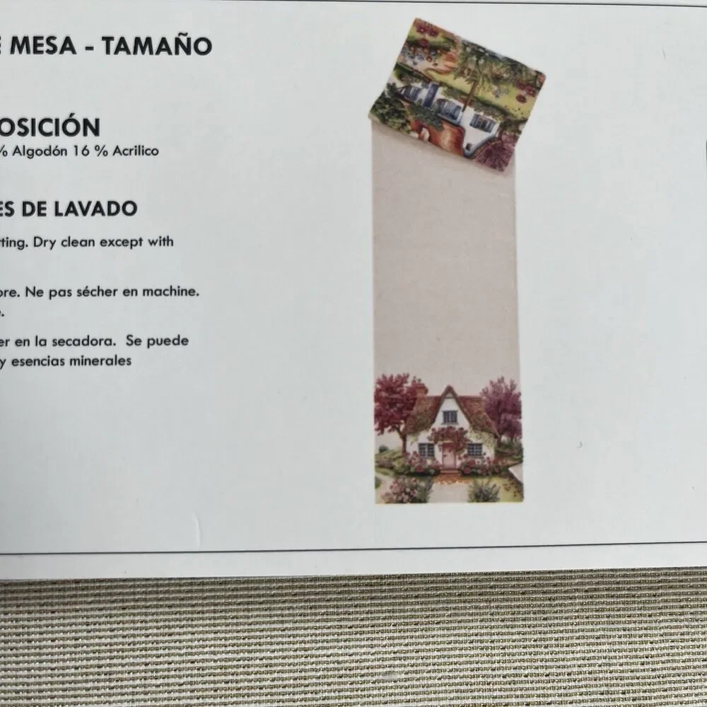 EMME Jacquard Gobelin Tapestry Table Runner 18x63 in Cottage Garden New